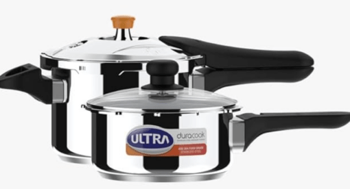 Ultra Duracook Mini Celebrations pack of 2L & 3L Pressure cooker,Gifting,SS304 FoodGrade,Interchangeable Lids,Frothcollector,Induction,3 Layer Composite Base,solid Bakelite handles,ISI,10Y Warranty